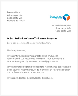 modele de lettre de resiliation pour une bbox